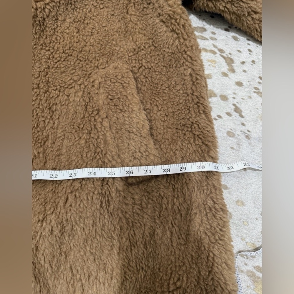 Marina Rinaldi by Max Mara Teddy Coat in Light Brown Wool and Camel US 18W/MR27 - Picture 4 of 10